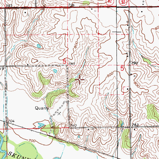 Topographic Map of Hewitt Cemetery, IA