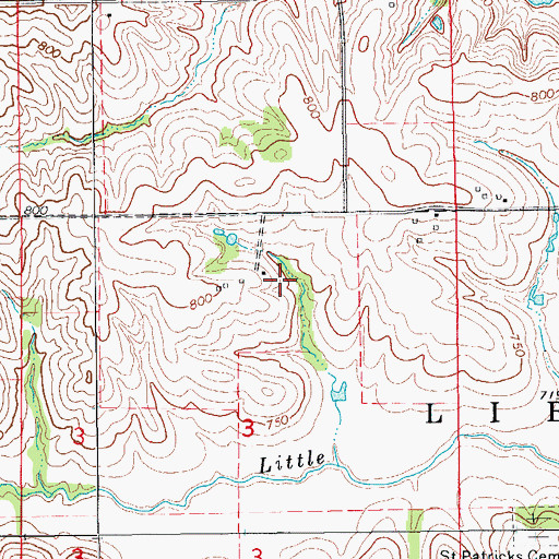 Topographic Map of Walsh Cemetery, IA