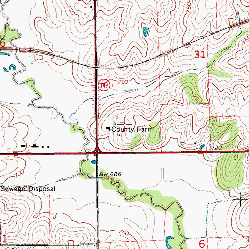 Topographic Map of County Home Cemetery, IA