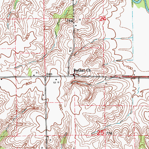 Topographic Map of Bethel Cemetery, IA