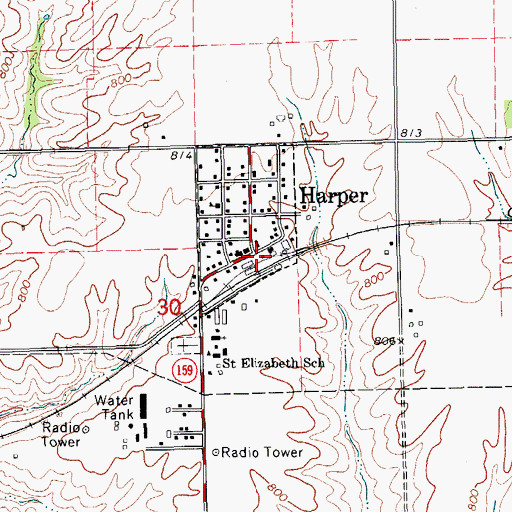 Topographic Map of Harper (historical), IA