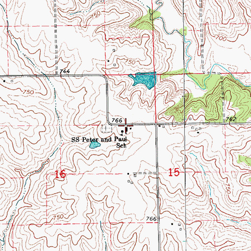 Topographic Map of Saints Peter and Paul Church, IA