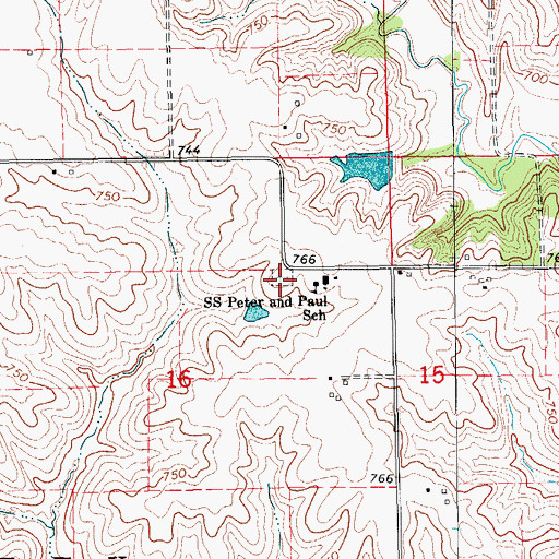 Topographic Map of Saints Peter and Paul Catholic Cemetery, IA