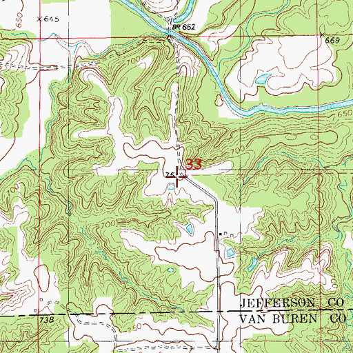 Topographic Map of Turkey Run Wildlife Area, IA