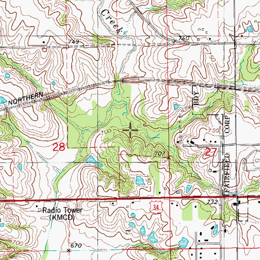 Topographic Map of Witham Woods, IA