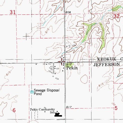 Topographic Map of Pekin Post Office (historical), IA