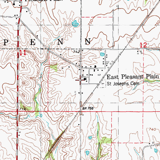 Topographic Map of East Pleasant Plain Post Office (historical), IA