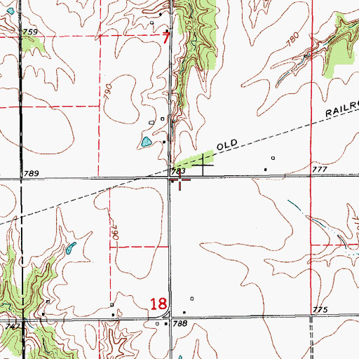 Topographic Map of County Line Post Office (historical), IA
