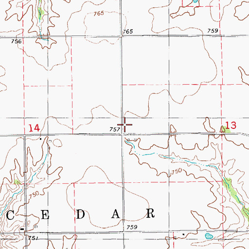 Topographic Map of Wooster Post Office (historical), IA