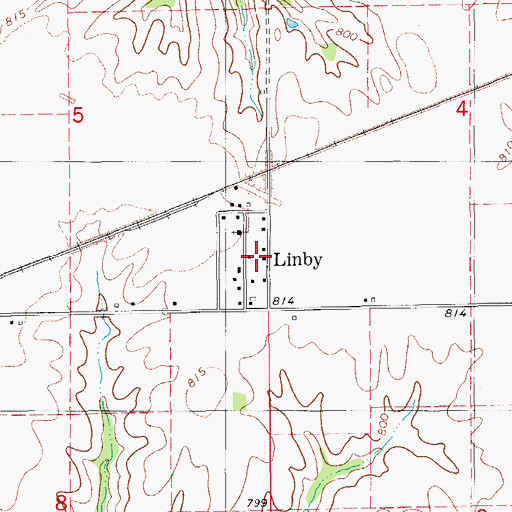 Topographic Map of Lindby, IA
