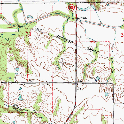 Topographic Map of Whitfield Post Office (historical), IA