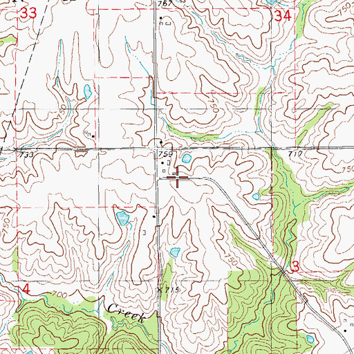 Topographic Map of Harmony Post Office (historical), IA