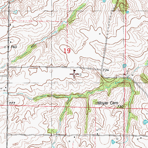 Topographic Map of Pleasant Grove Post Office (historical), IA