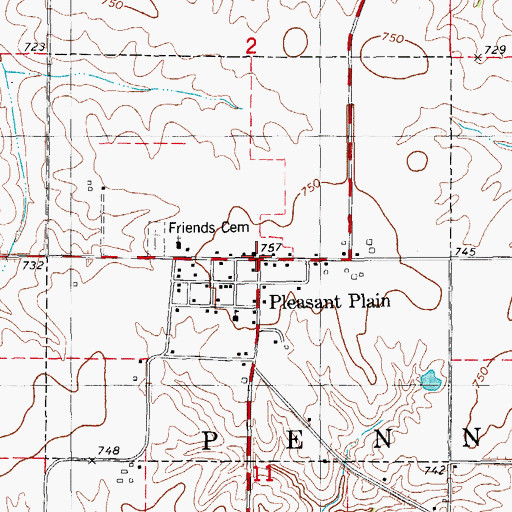 Topographic Map of Pleasant Plain Post Office (historical), IA