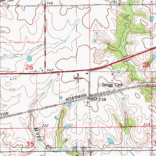 Topographic Map of Bernhart Post Office (historical), IA
