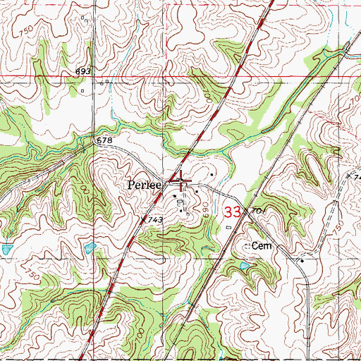 Topographic Map of Perlee (historical), IA