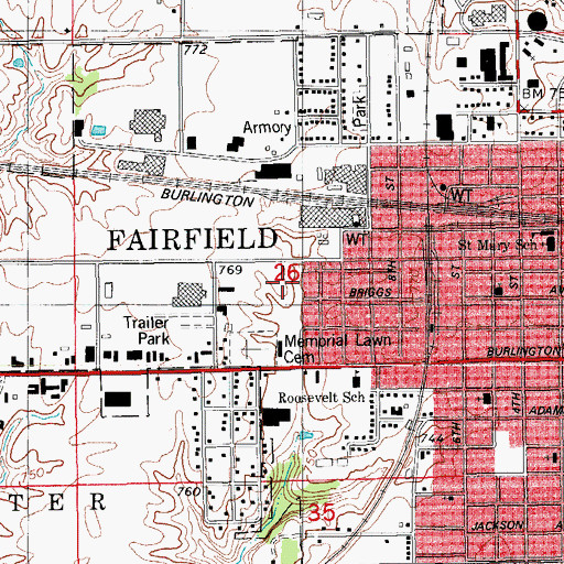 Topographic Map of Jefferson County Sheriff's Office, IA