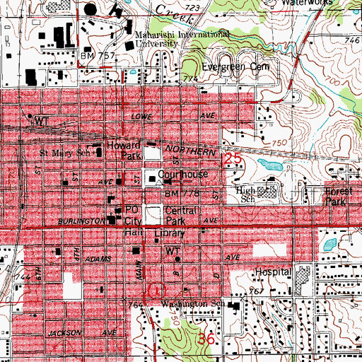 Topographic Map of Heartland Eye Care Center, IA