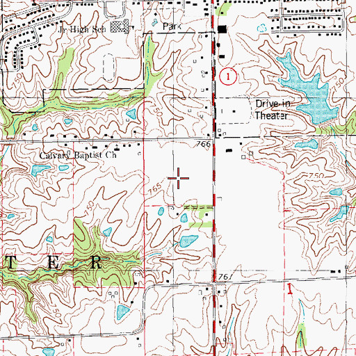 Topographic Map of Jefferson County Health Center, IA