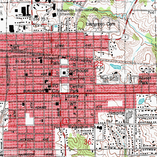 Topographic Map of Fairfield Foot and Ankle Clinic, IA