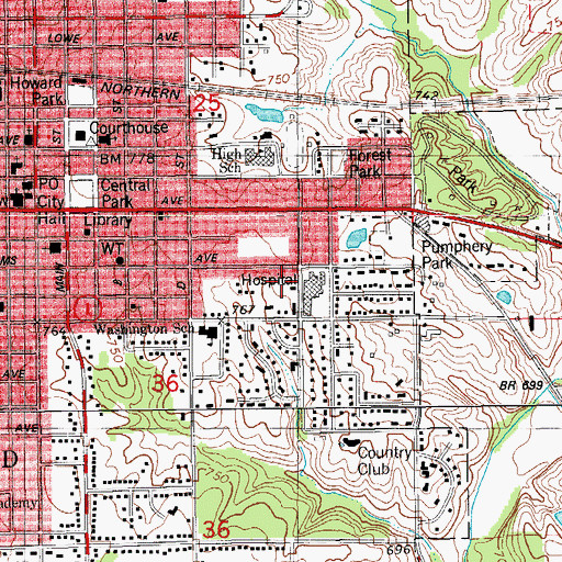 Topographic Map of Fairfield Clinic Professional, IA