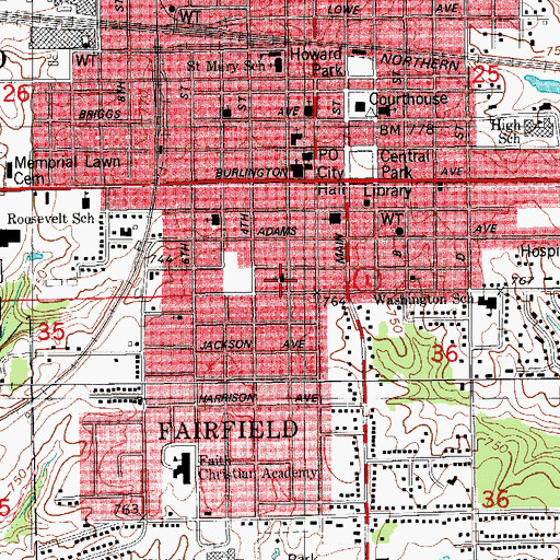 Topographic Map of Central Baptist Church, IA