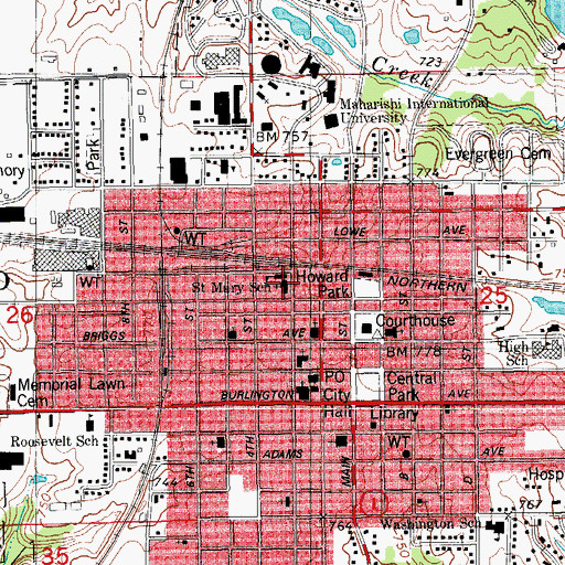 Topographic Map of Saint Marys Catholic Church, IA