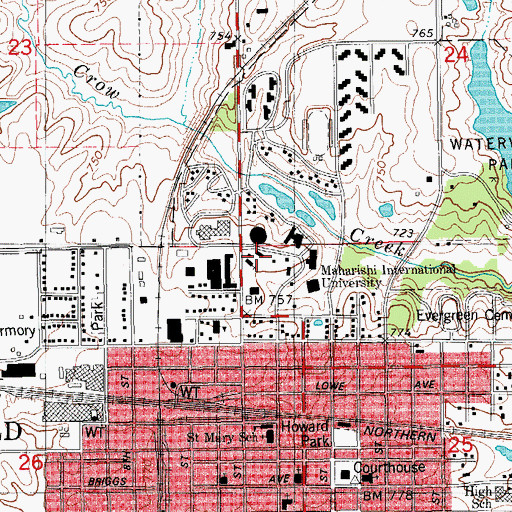 Topographic Map of Maharishi Veda Bhavan Building, IA