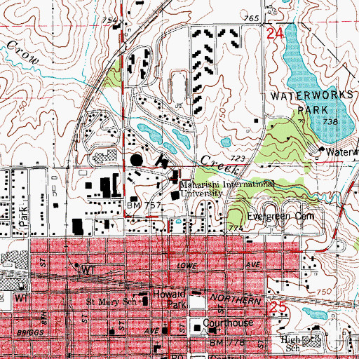 Topographic Map of Recreation Center, IA
