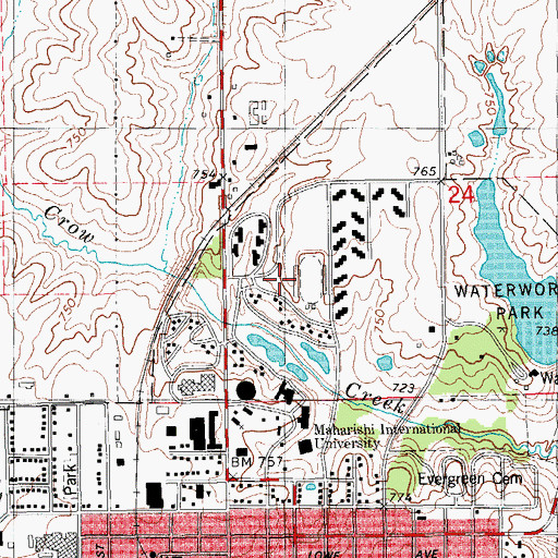 Topographic Map of Maharishi Patanjali Golden Dome, IA
