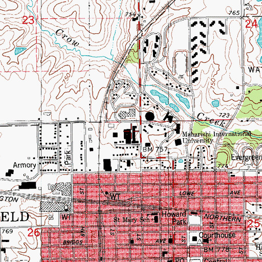 Topographic Map of Howard Dormitory, IA