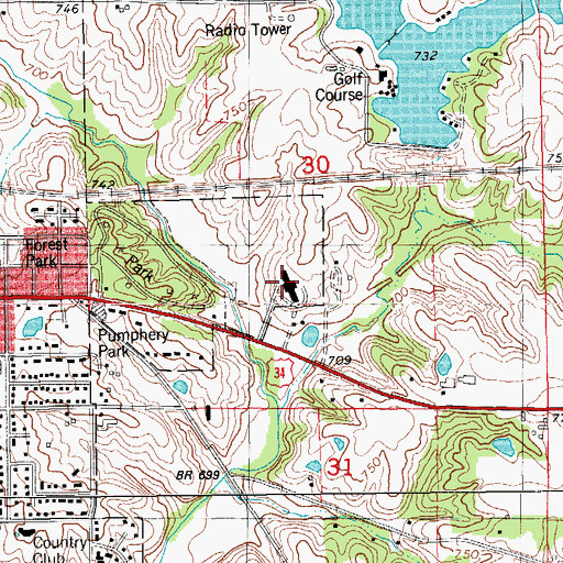 Topographic Map of United States Constitution Bicentennial Tree Historical Marker, IA