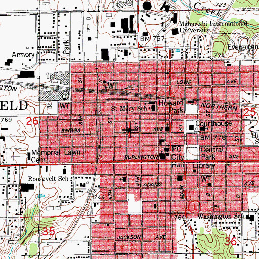 Topographic Map of First Church of the Nazarene, IA