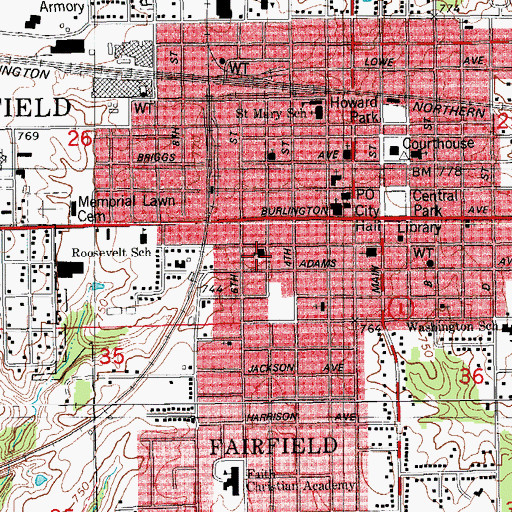 Topographic Map of Free Methodist Church, IA