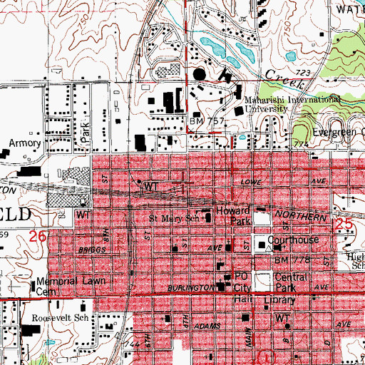 Topographic Map of Saint Peter Episcopal Church, IA