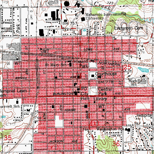 Topographic Map of First Lutheran Church, IA