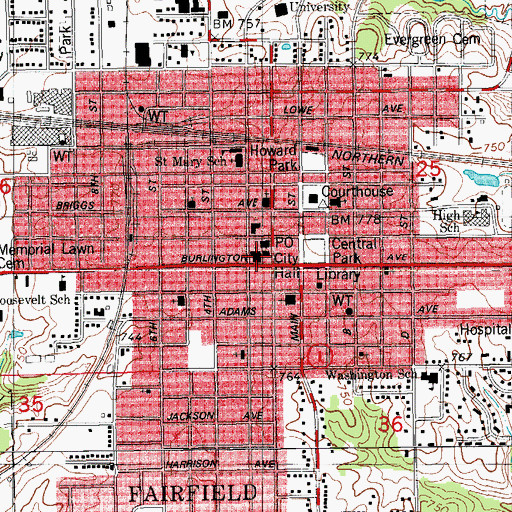 Topographic Map of First Christian Church, IA