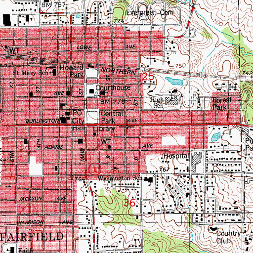 Topographic Map of Saint Gabriel and All Angels Church, IA