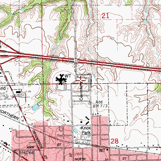 Topographic Map of Alm's House Cemetery, IL