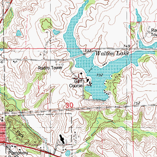 Topographic Map of Walton Golf Club, IA