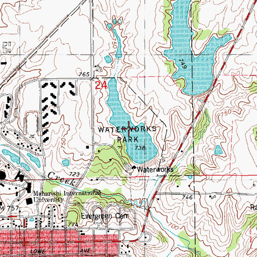 Topographic Map of Reservoir Number One, IA