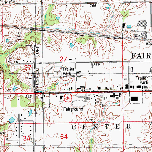 Topographic Map of Elm Grove School (historical), IA