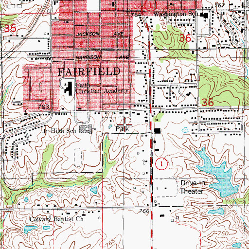 Topographic Map of O B Nelson Park, IA