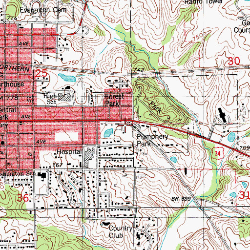 Topographic Map of Little League Park, IA