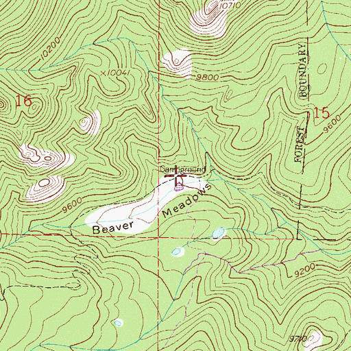 Topographic Map of Beaver Meadow Campground, CO