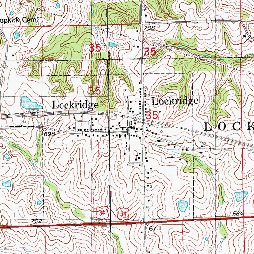 Topographic Map of Lockridge Baptist Church, IA