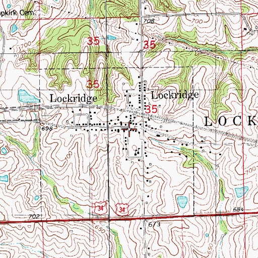 Topographic Map of Lockridge Community Hall, IA