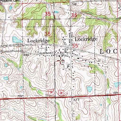 Topographic Map of Lockridge Post Office, IA