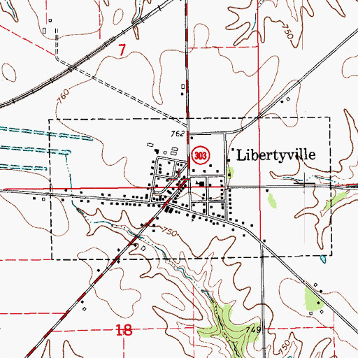 Topographic Map of Libertyville Post Office, IA