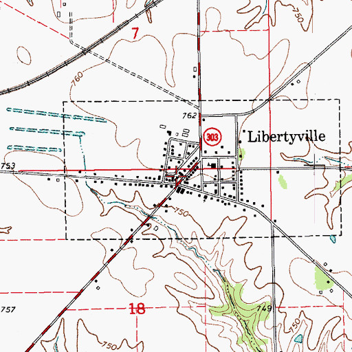 Topographic Map of Libertyville Fire Department, IA